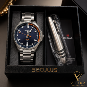 Relógio Masculino Seculus Long Life mostrador azul